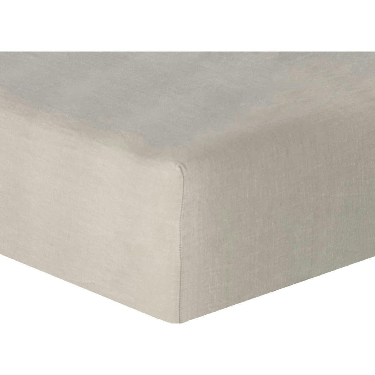 HORTENSE - Drap housse lin lavé  180x200x40 latte