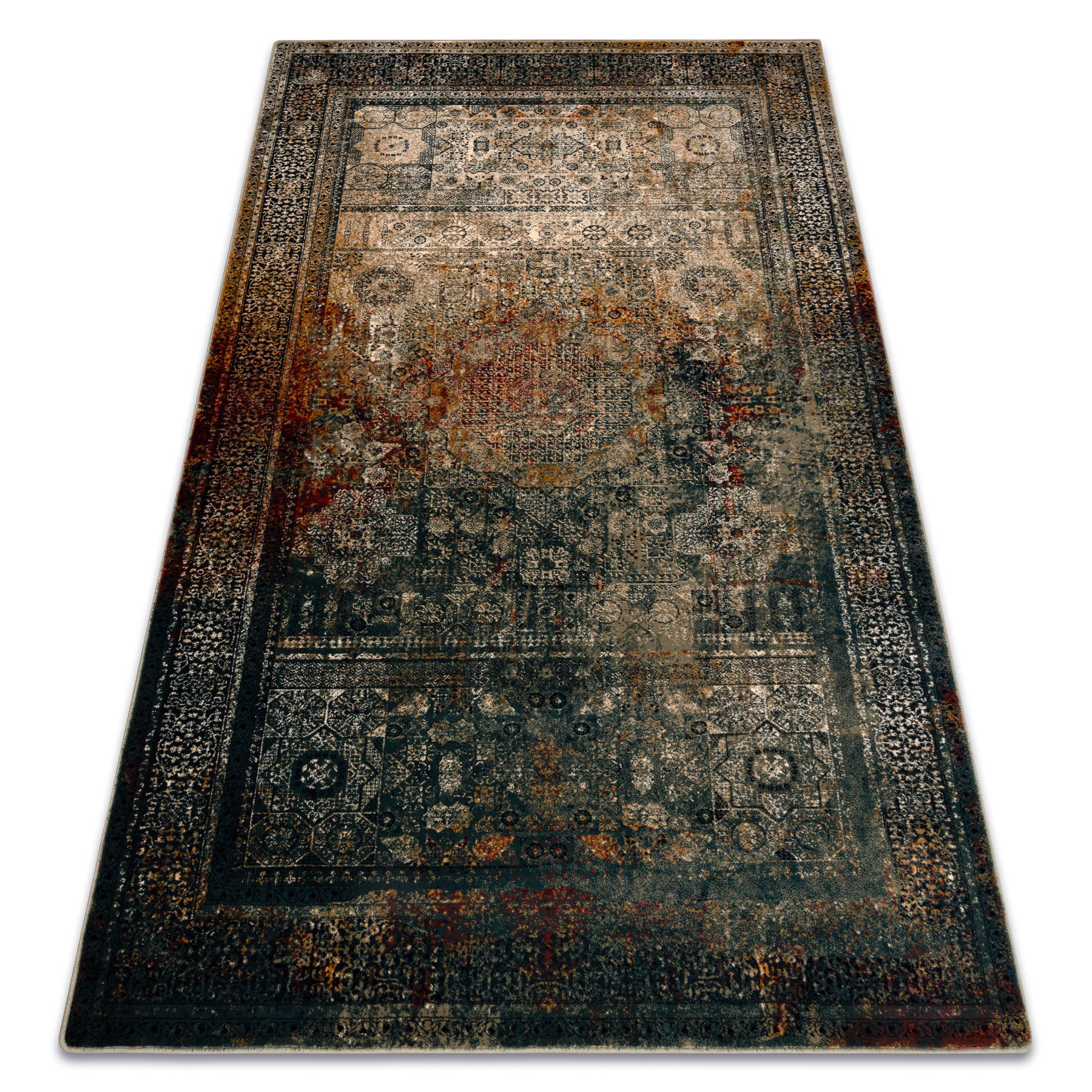 Dywan wełniany OMEGA MAMLUK Rozeta vintage szmaragd 100x150 cm