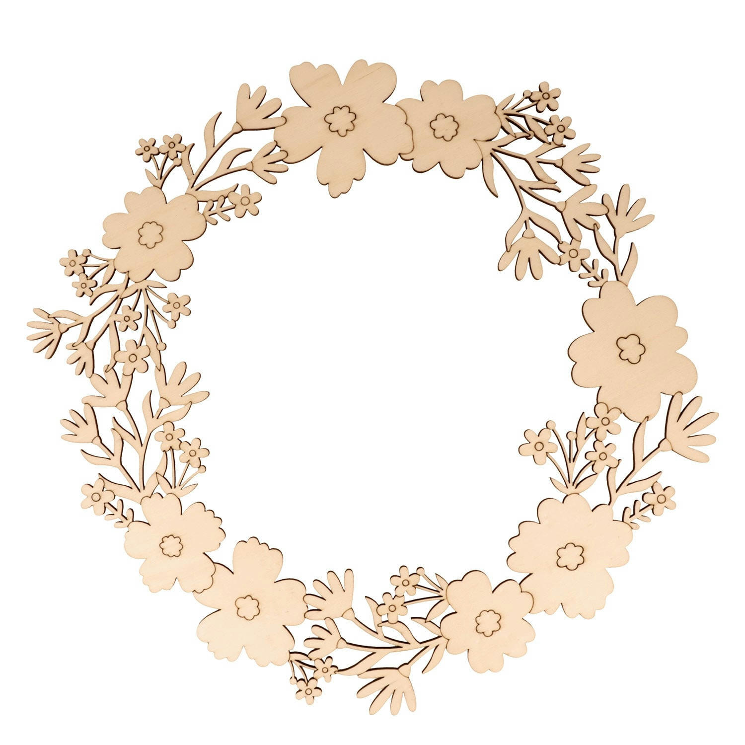 - Couronne de fleurs en bois 37 x 37 cm