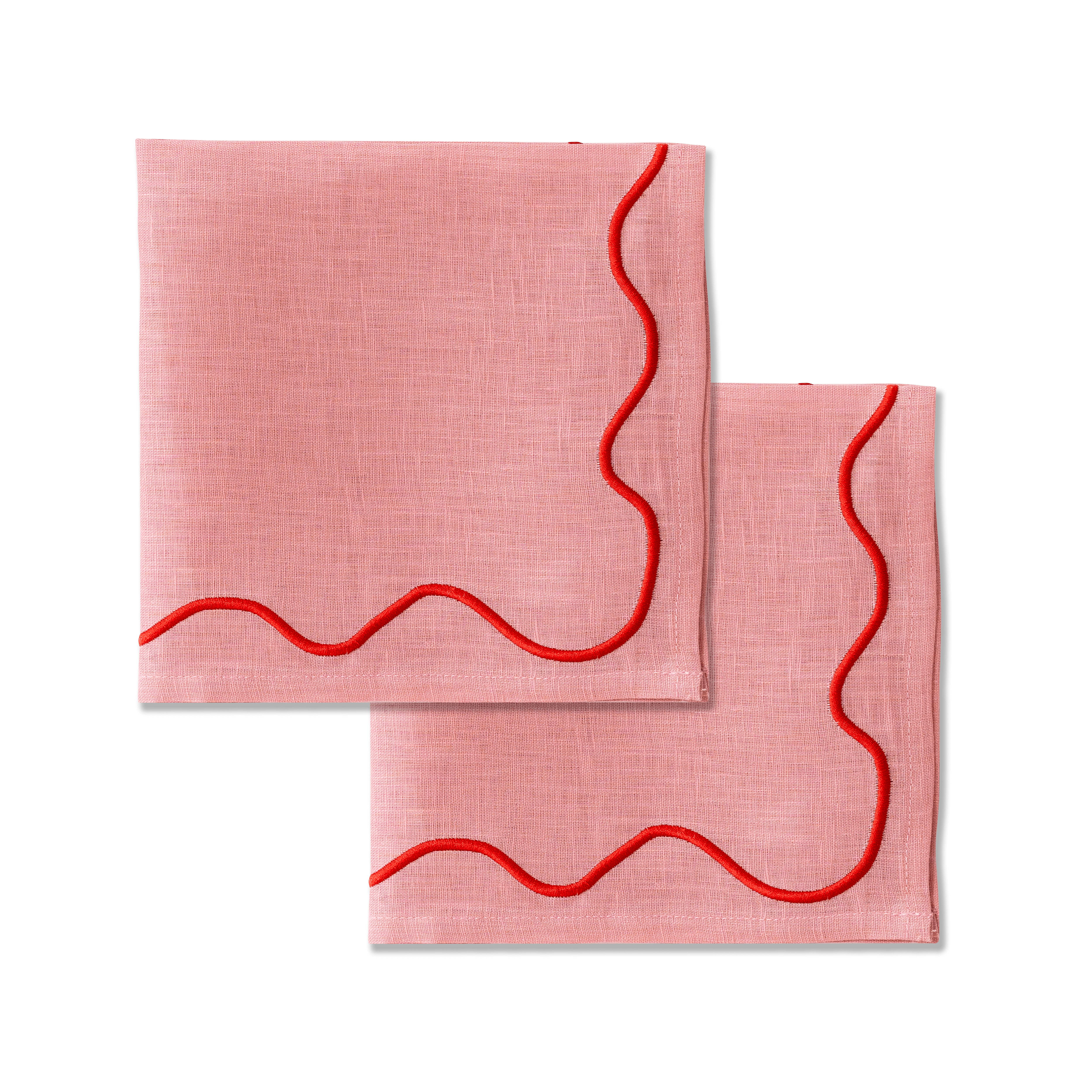 Kulu Club servetten Wavy - 100% linnen - roze - set van 2