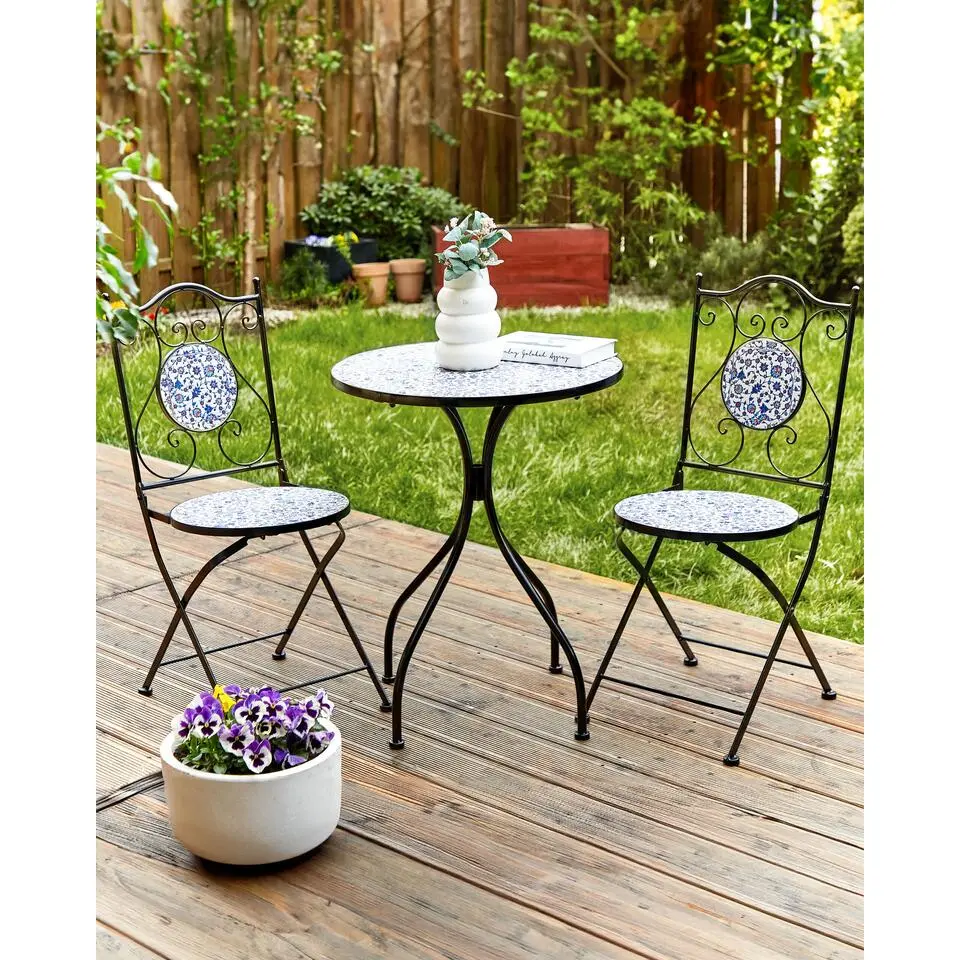 CAMPRENA - Tuinstoel set van 2 - Zwart - Metaal