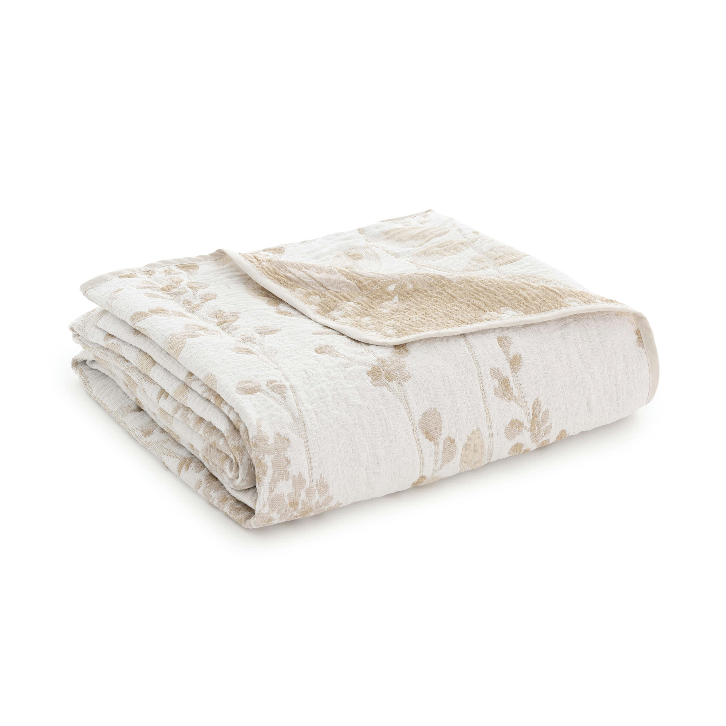 CHIARA - Couvre lit en coton beige 180x270