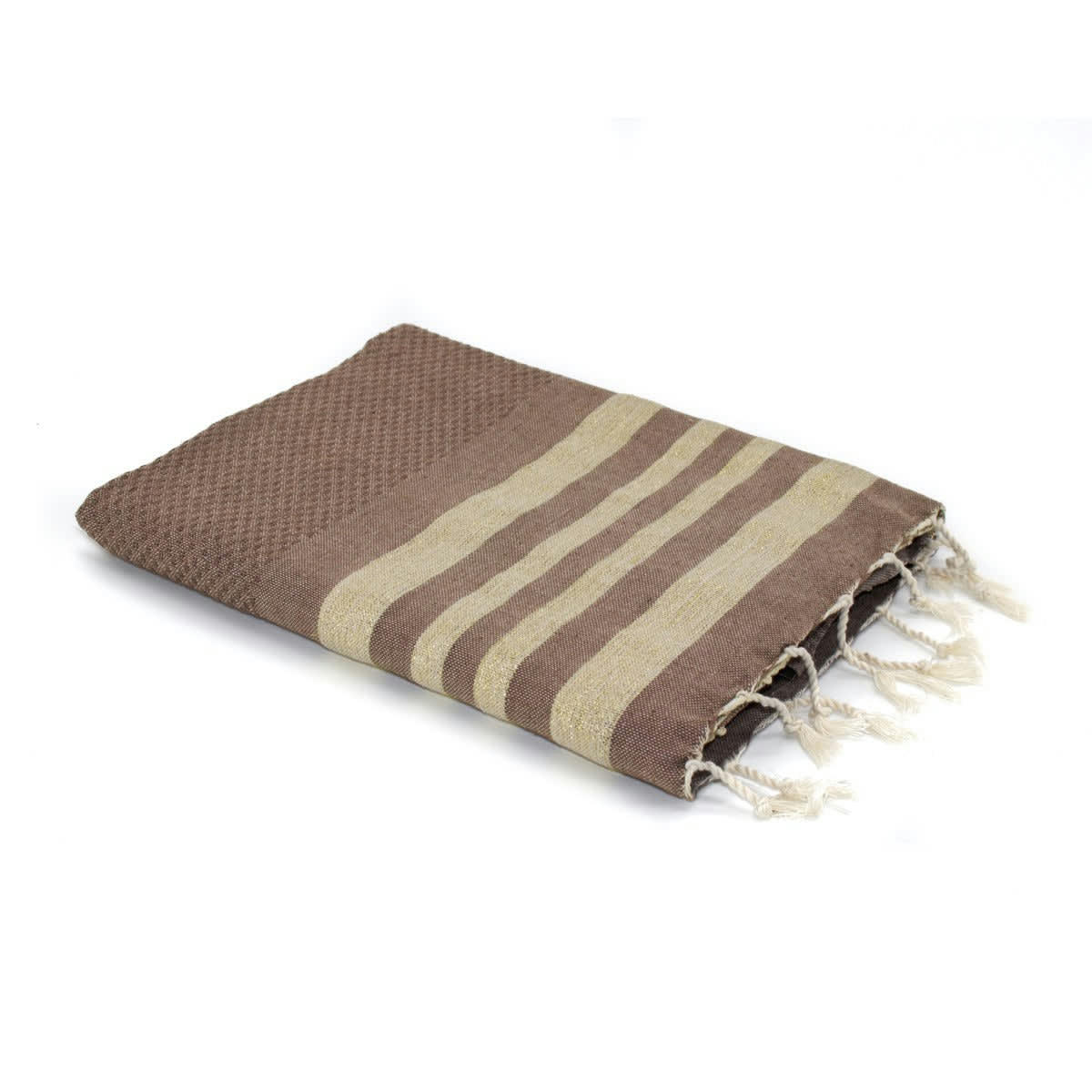 HAMPTONS - Fouta lurex coton  100x200 moka / or