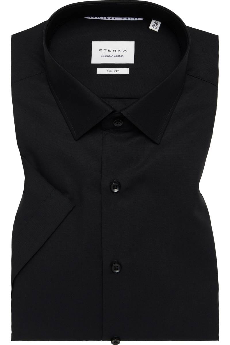 ETERNA Slim Fit Hemd schwarz, Einfarbig
