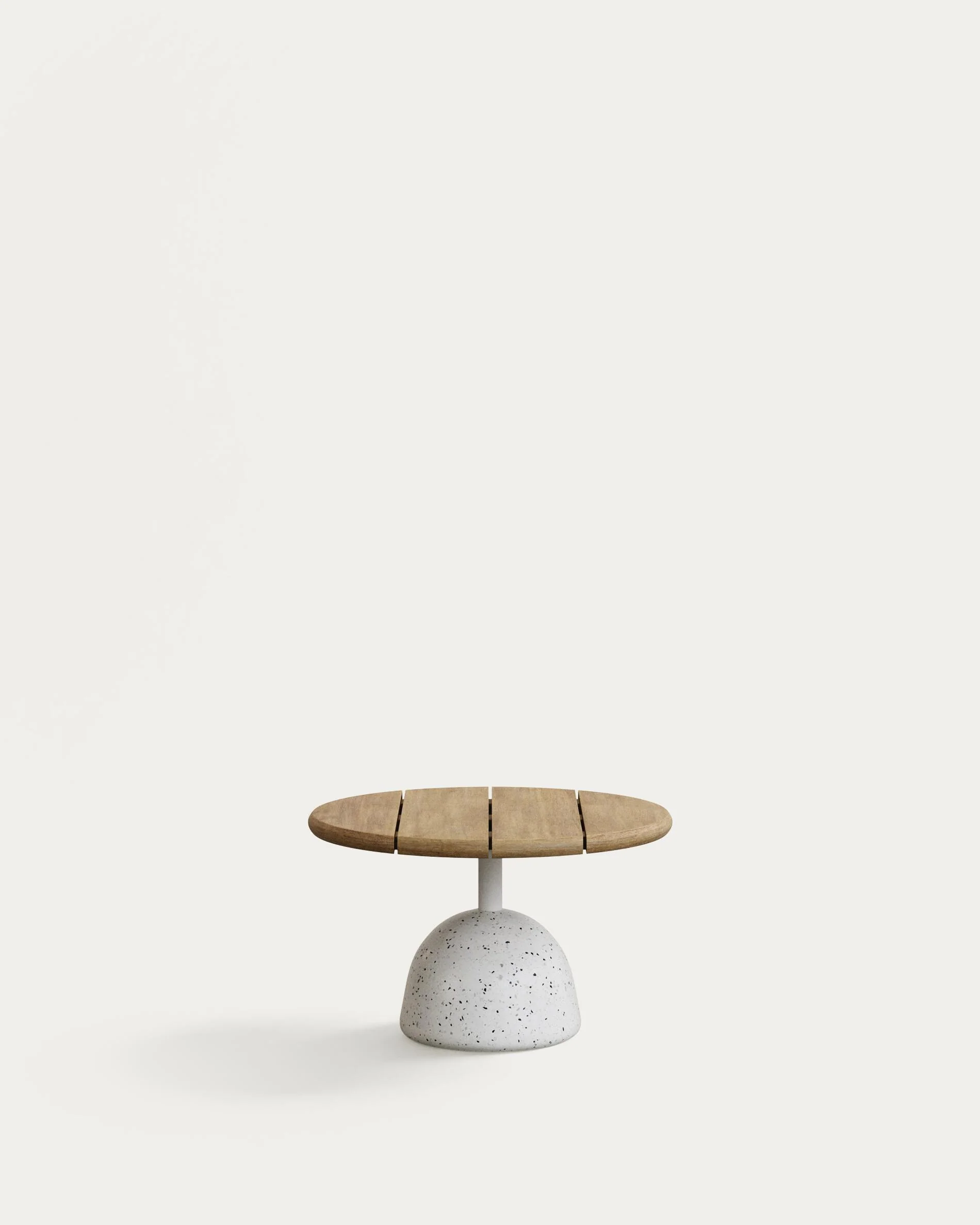 Saura coffee table with white terrazzo and natural acacia top, 32 x Ø55 cm FSC 100%