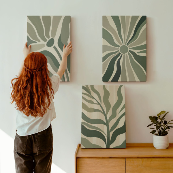Obraz canvas 3 częściowy Zielone tonacje | 3x40x60 | Wallfluent