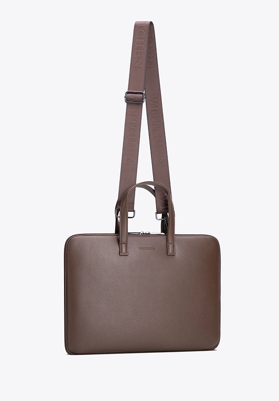 Męska torba na laptopa 14” z ekoskóry brązowa
