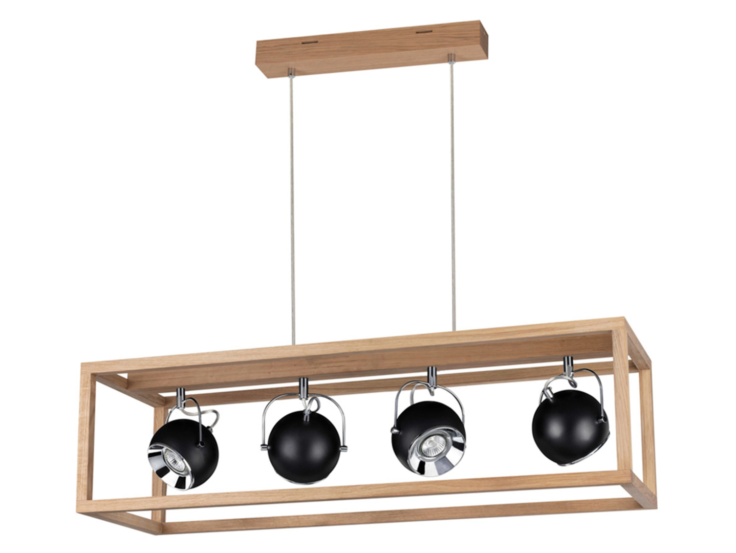 Lampa wisząca Roy 4-punktowa drewniana brązowa