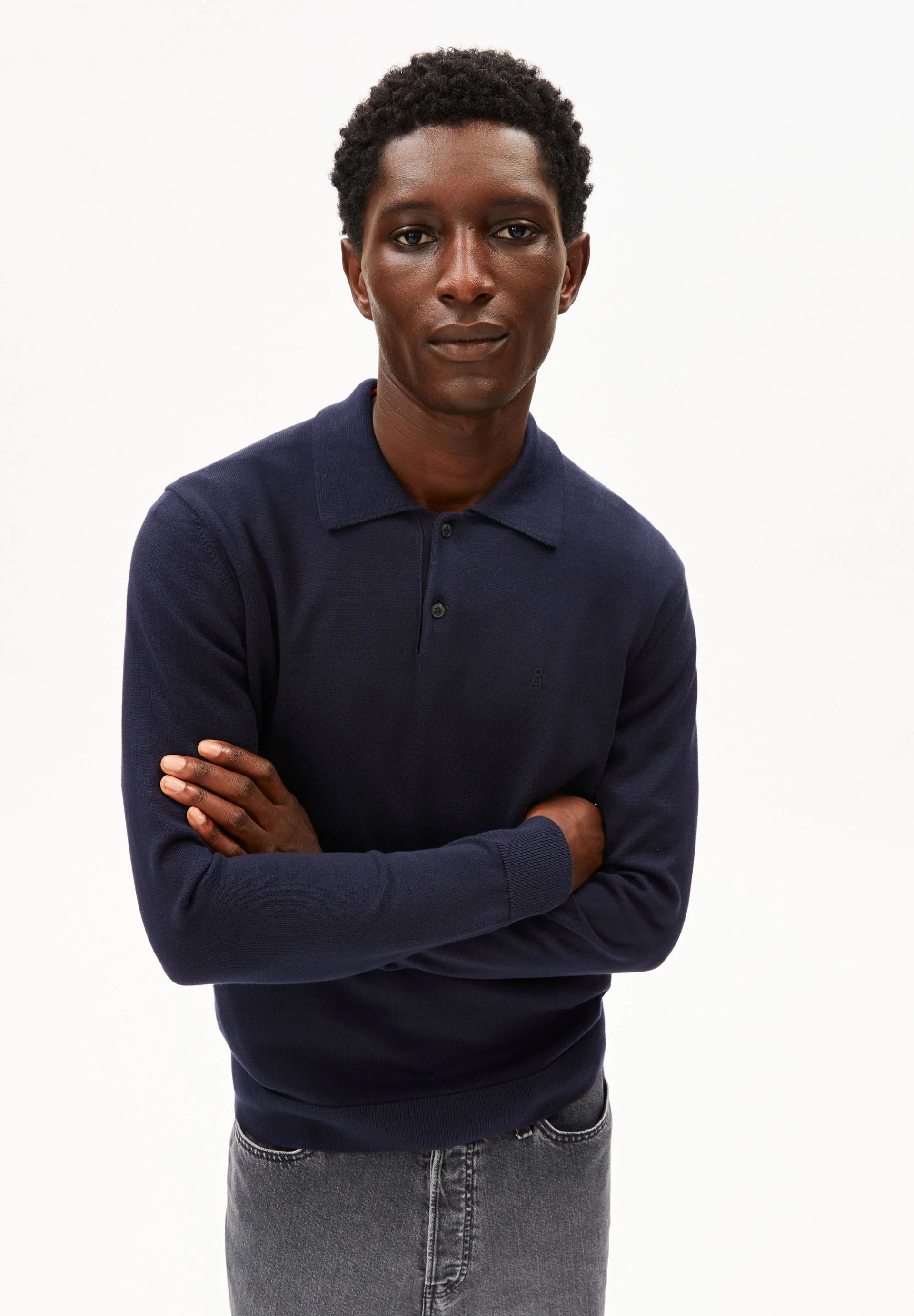 LANGARM-STRICKPOLOSHIRT