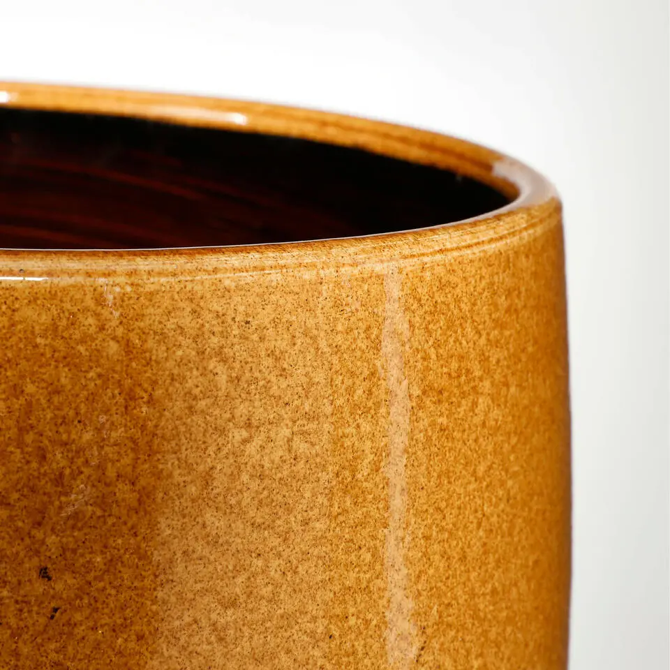 Mica Decorations Plantenpot - keramiek - geel glans - D25/H20 cm