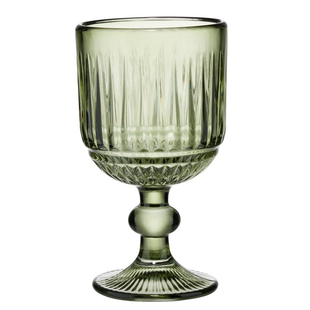 Verre à pied 23cl en verre transparent vert Ø8xH14,5cm