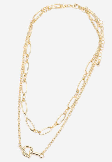 Womens Gold Double Chain Necklace