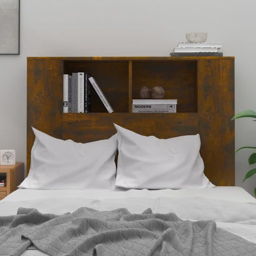 NNEVL Headboard Cabinet Smoked Oak 100x18.5x104.5 cm