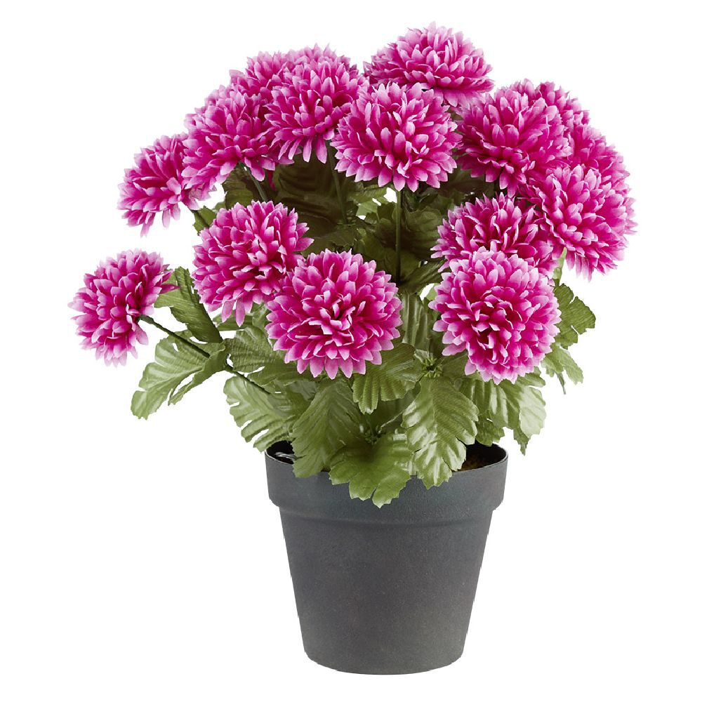 Pot mini chrysanthème H33 cm violet - Fleur artificielle