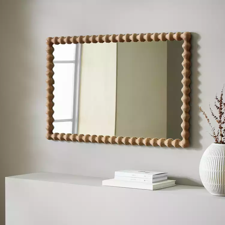 Habitat Bobbin Stained Wooden Wall Mirror - 90x56cm
