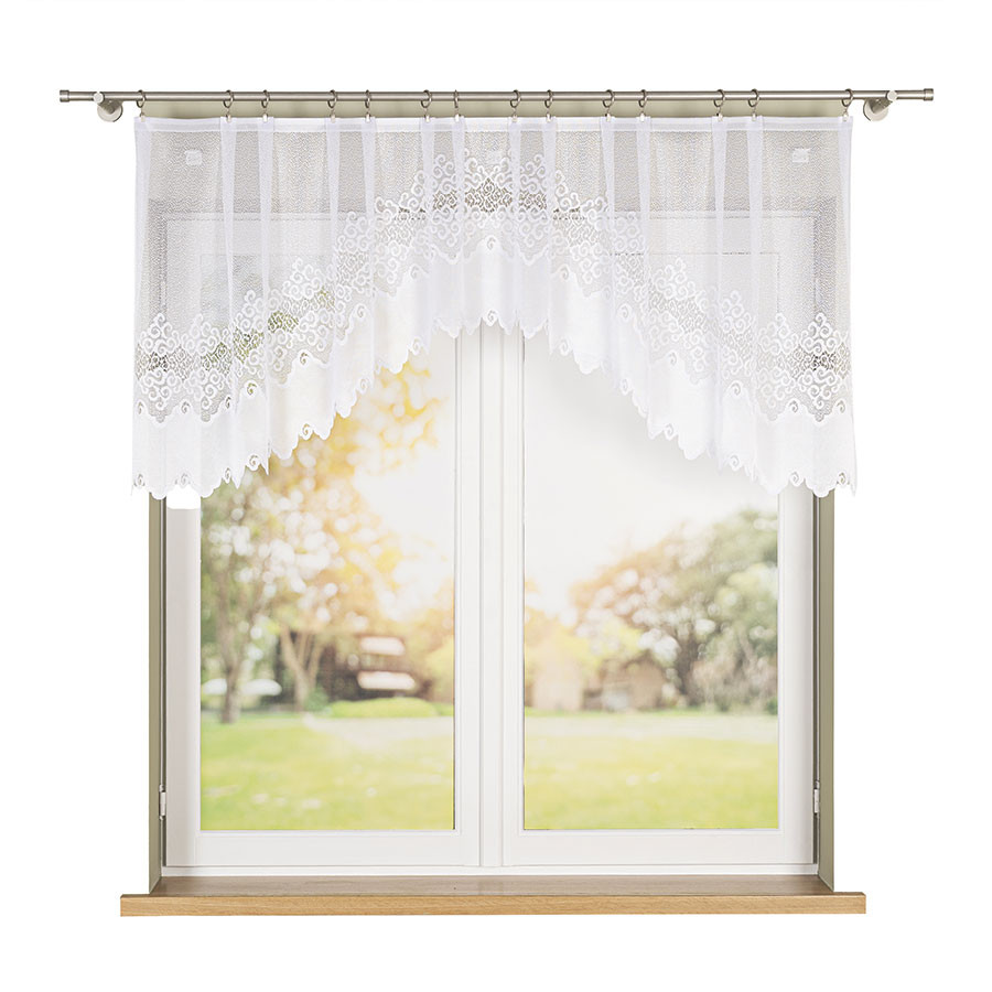 MODESTA - Firanka gotowa żakardowa z podcięciem na dole - 250x80 cm - biały