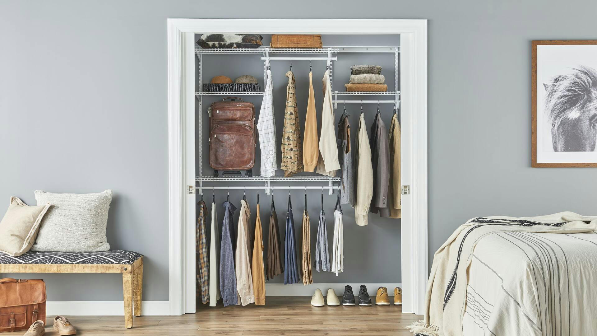 ClosetMaid Wire Shelf Track Closet Organizer Kit, White, 4-ft x 6-ft