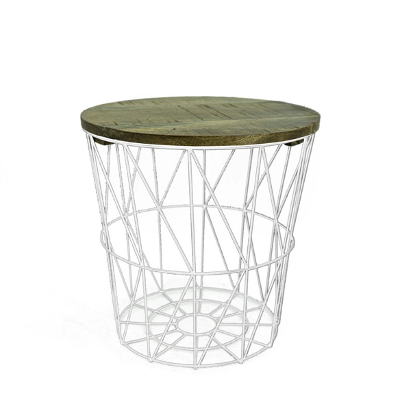 Beistelltisch-Set, BxH: 39,5 x 40 cm, Metall/Mangoholz