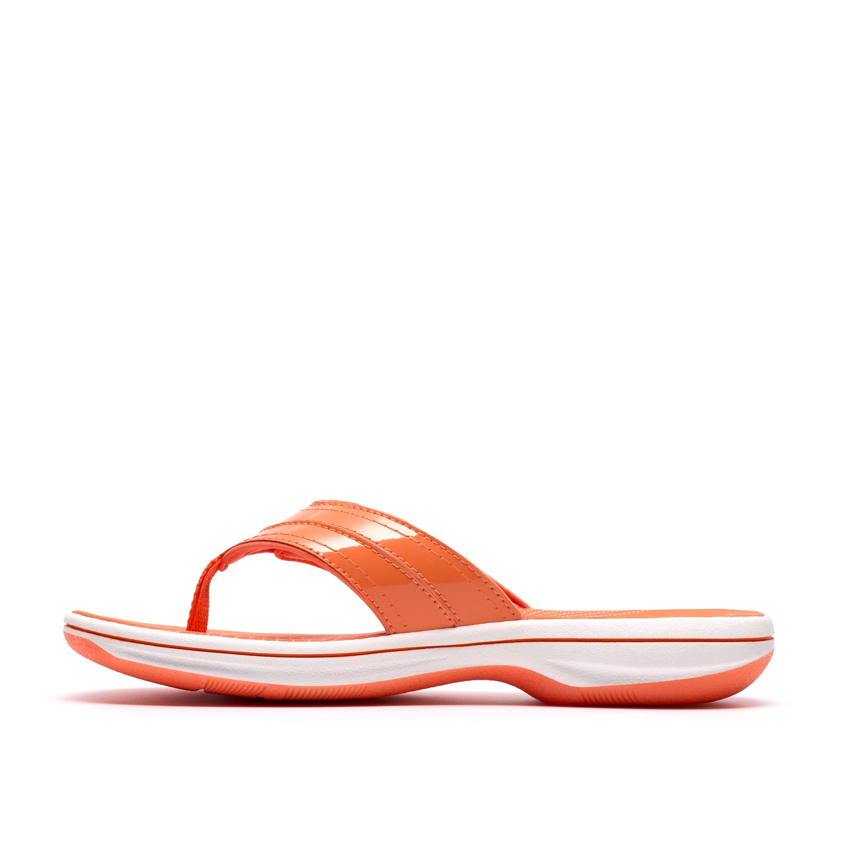 Clarks Brinkley Reyna Orange Flat Sandals,Flip Flops