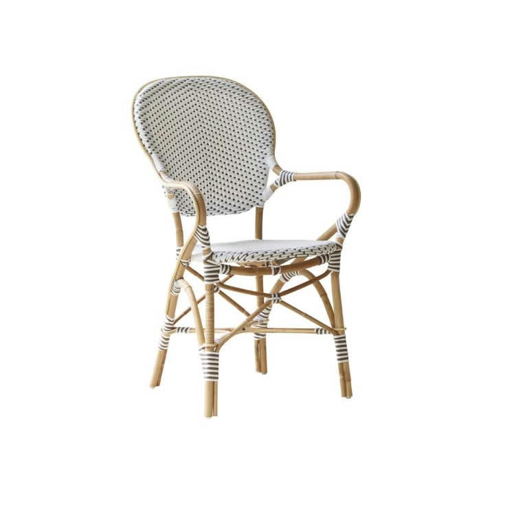 ISABELLE - Chaise repas empilable en rotin et fibre synthétique blanche
