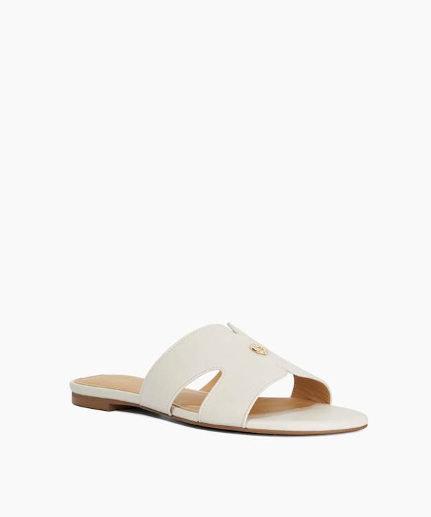 Lovable White - Leather Slip-On Sandals