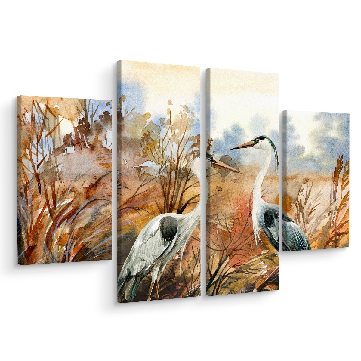 Obraz 4-Częściowy PTAKI Rośliny Malunek 3D 80x60cm