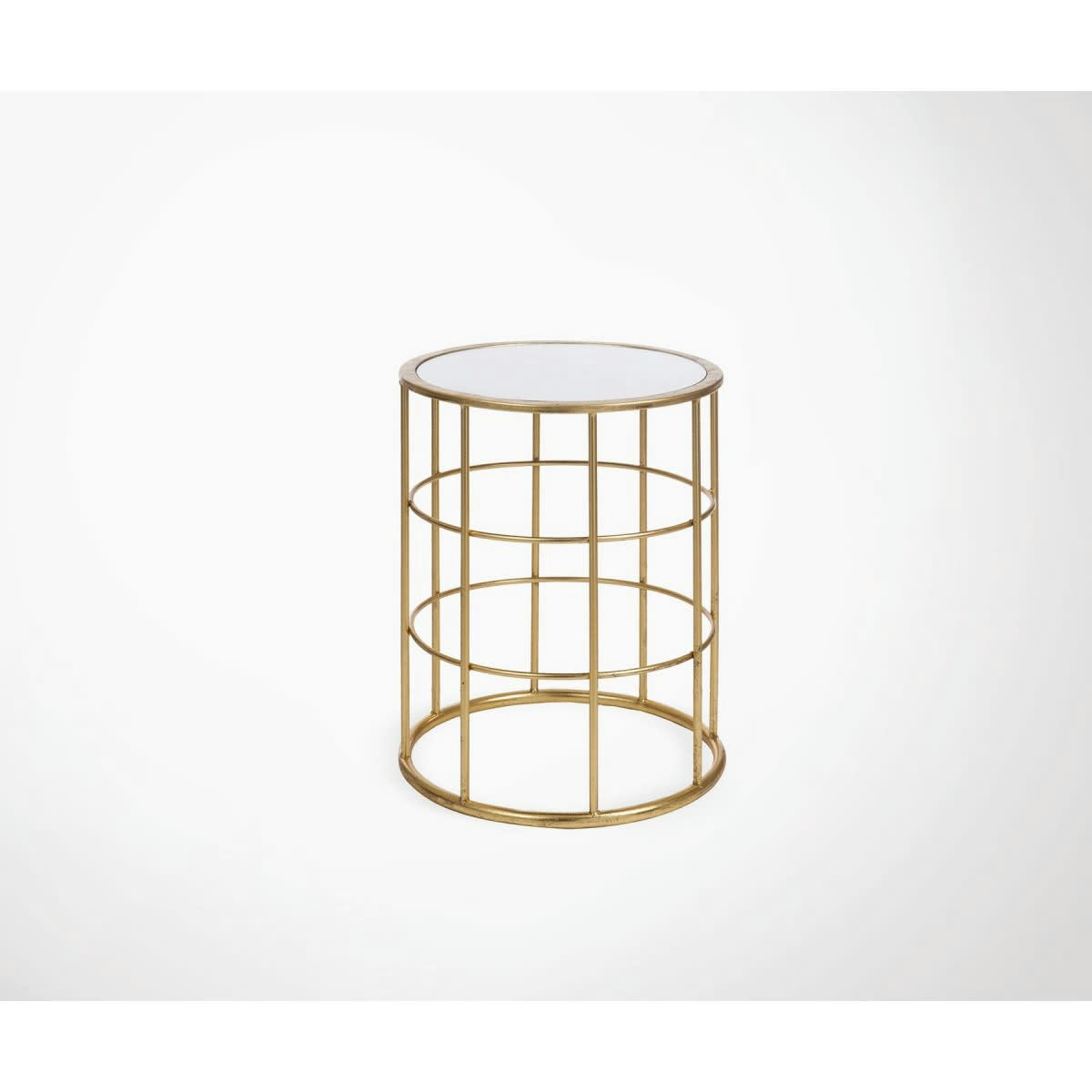 SATURNE - Table d'appoint circulaire métal doré style art déco