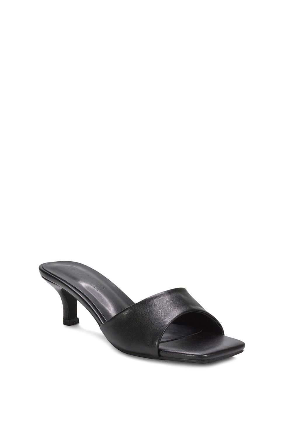 XY London Pearl' Square Toe Stiletto Kitten Heel Mule Sandals