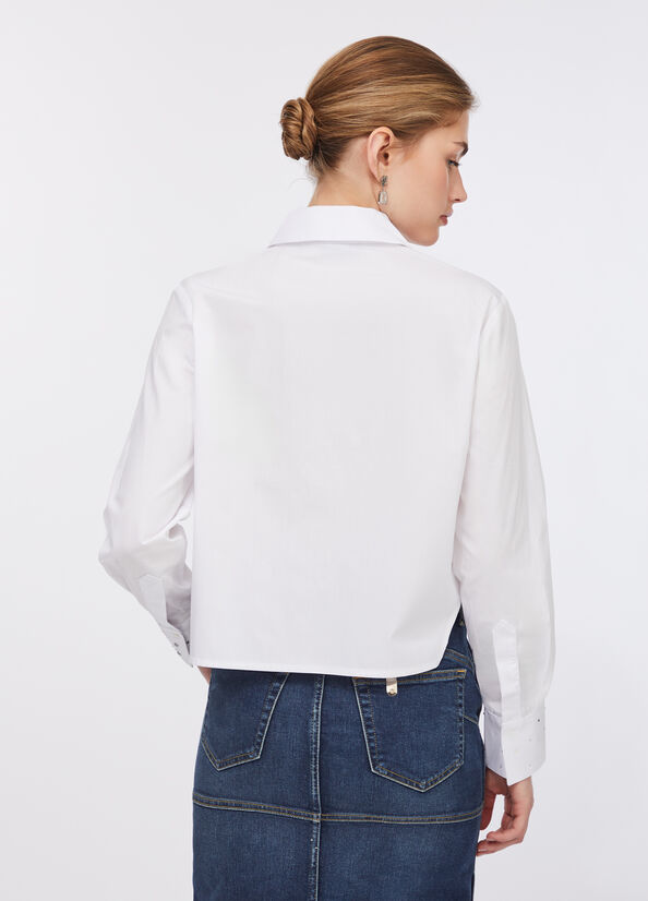 Camicia in popeline con strass
