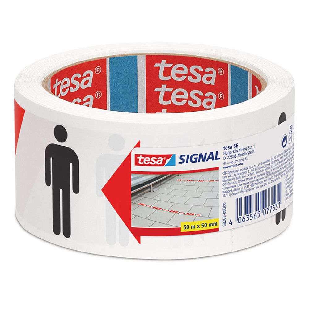 MASKERINGSTAPE TESA AVSTAND 5MX5CM RØD/HVIT
