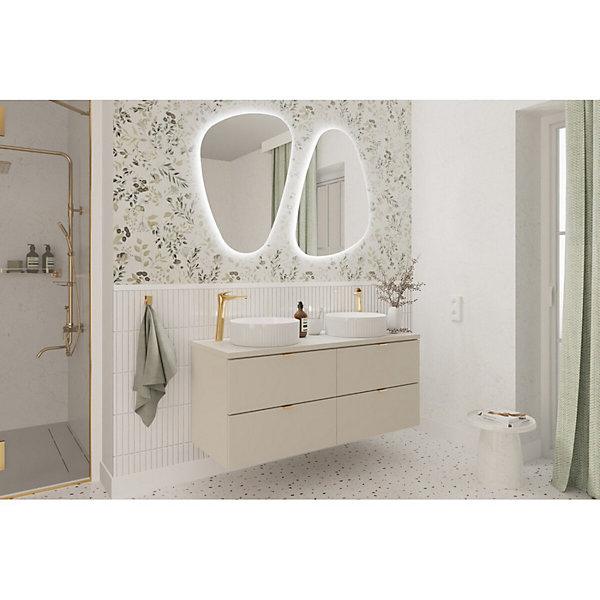 Ensemble de salle de bain BELLA : meubles sous vasque 120cm et plan pour vasque
