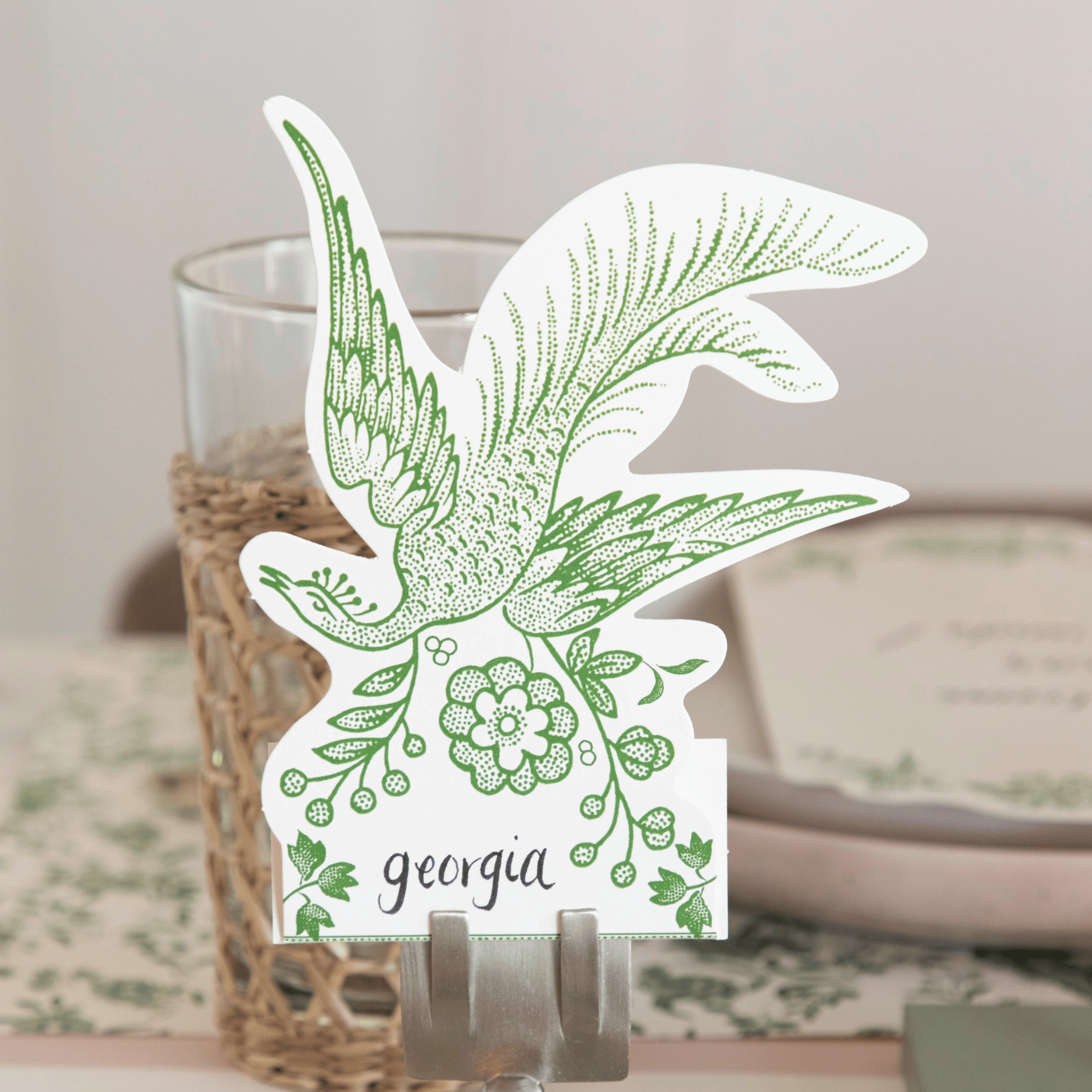Burleigh x Hester & Cook Green Asiatic Pheasants Place Cards, Pack of 12