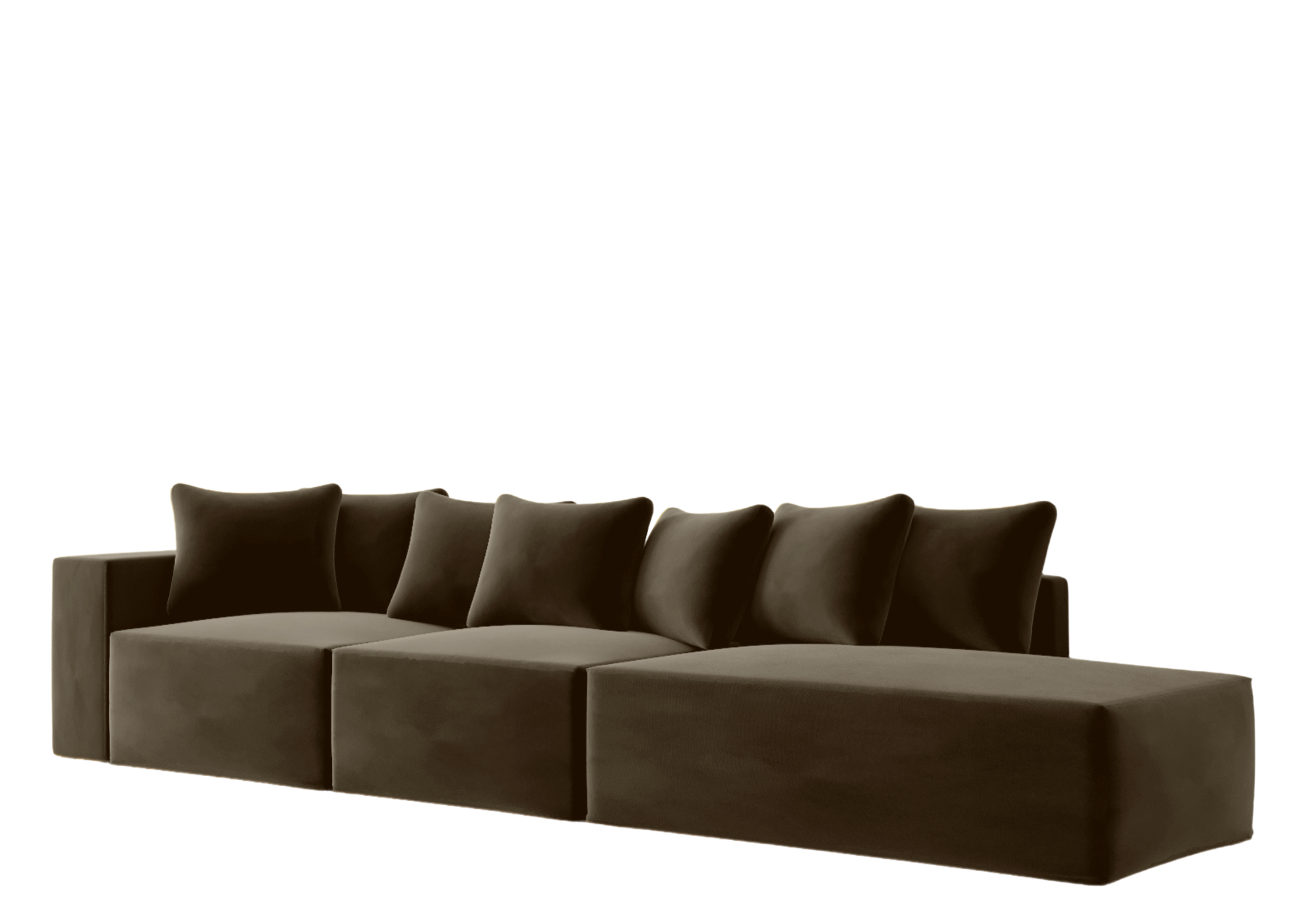 Sofa Modułowa Lewostronna SUGOI Brązowa do Salonu Elegancka Nowoczesna