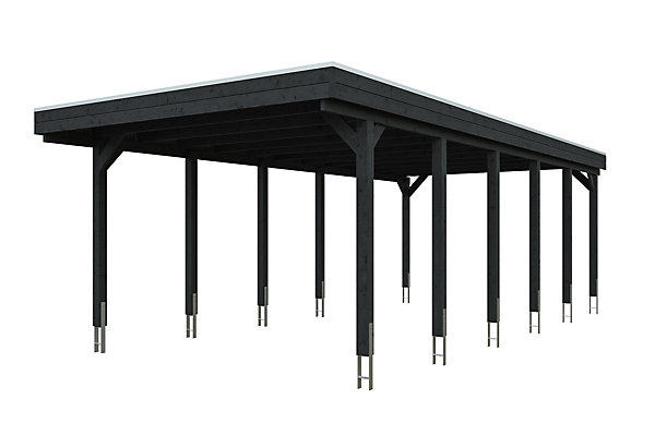 Carport SKAN HOLZ Friesland 402 x 860 cm, avec panneaux de toit en acier, anthracite