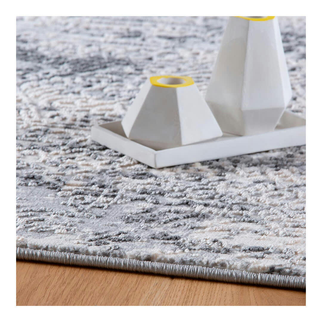 INIRIDA - Tapis rayé design en polyester gris 200x290