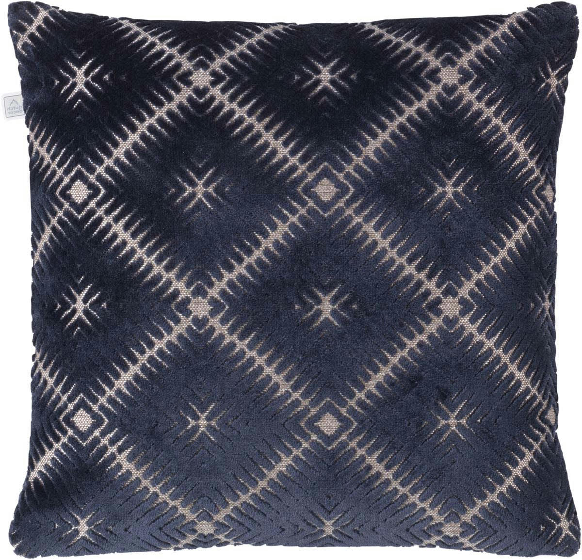 - Coussin - bleu en velours 45x45 cm avec motif
