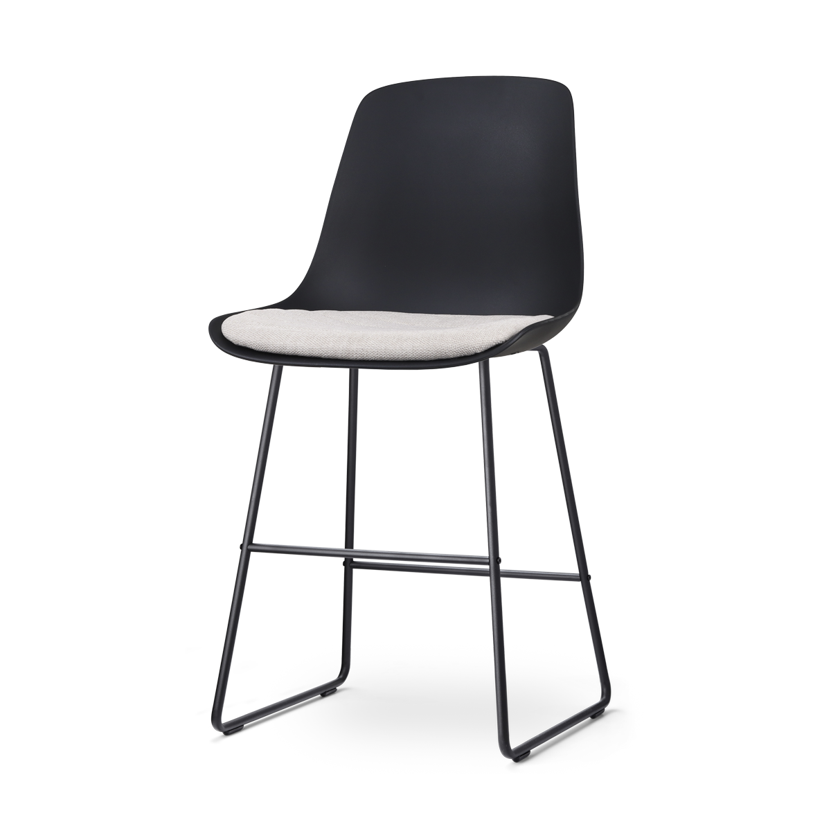 Nolon Nino-Liv Barkruk Zwart - Beige Kussen - Zwart Frame - 65cm