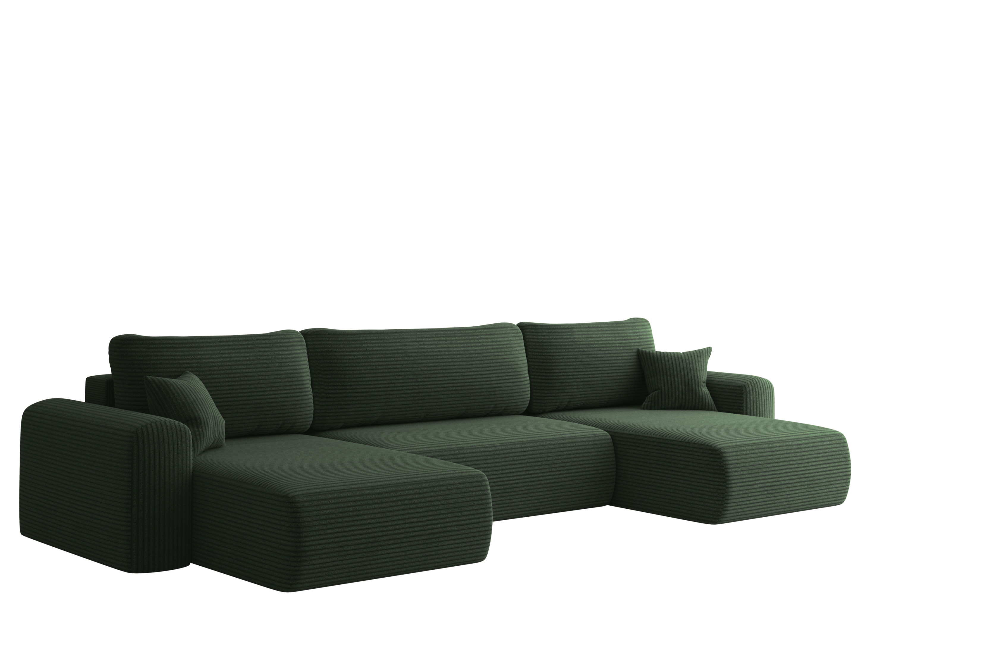 Sofa narożnik CAPRI U z funkcją spania, do salonu, ciemnozielony
