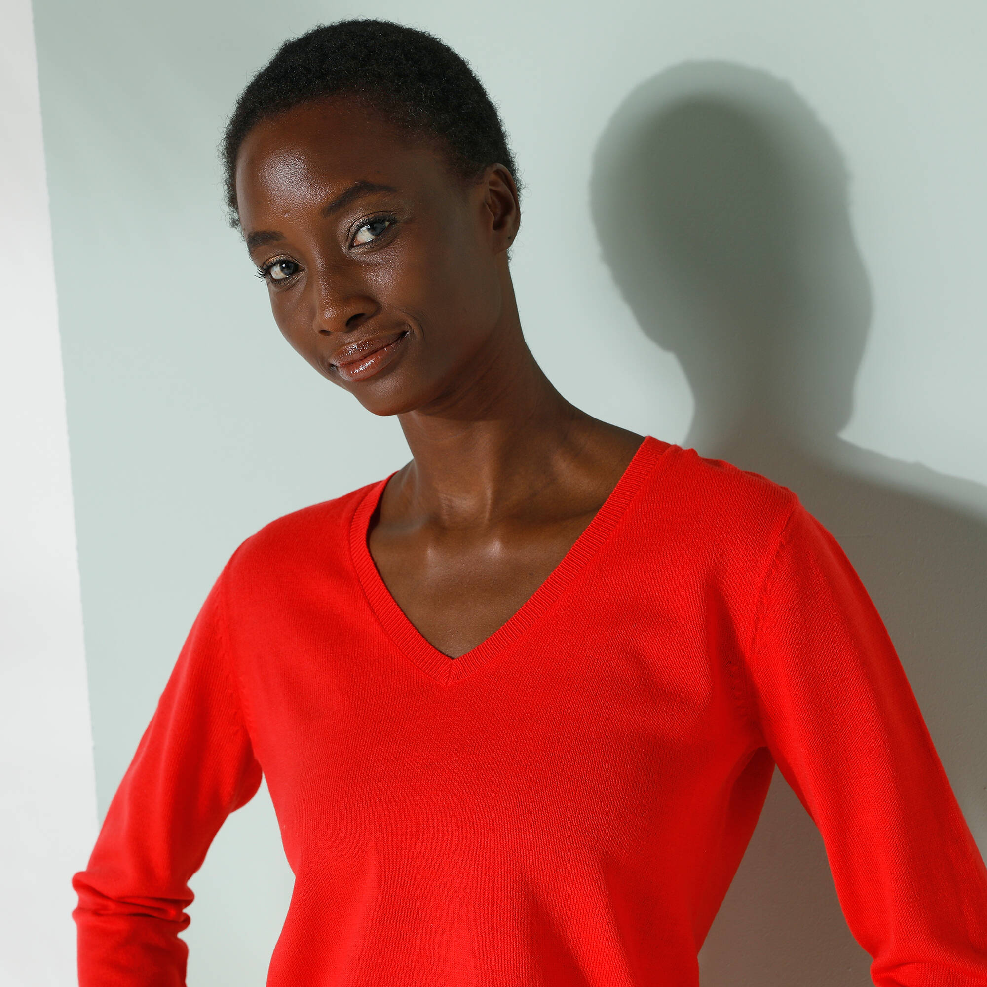 Pull col V, toucher doux