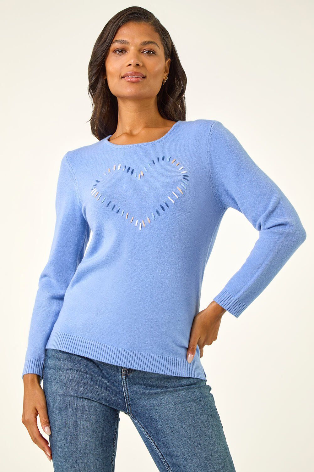 Roman Stitch Heart Knit Jumper