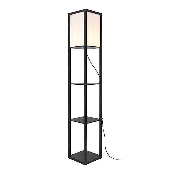Lampadaire Stapleford avec étagère E27 hauteur 160 cm noir blanc lux.pro