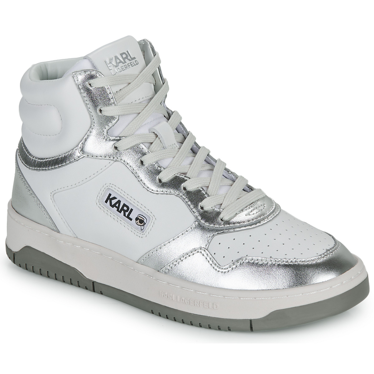 Karl Lagerfeld - KREW KC Kollar Mid Boot - White / Silver