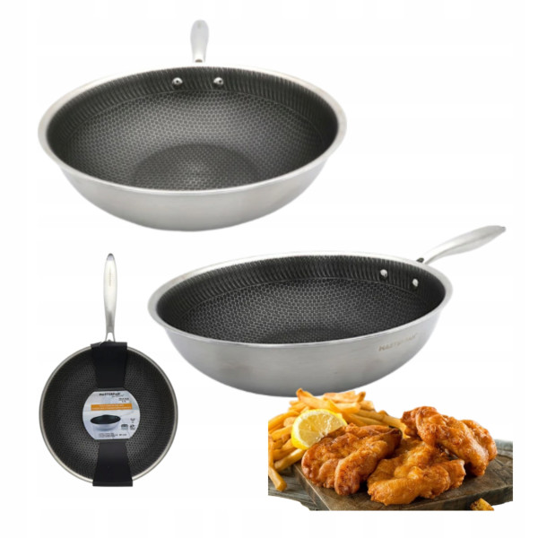 Wok Patelnia O Strukturze Plastra Miodu Ze Stali Nierdzewnej (30 Cm)