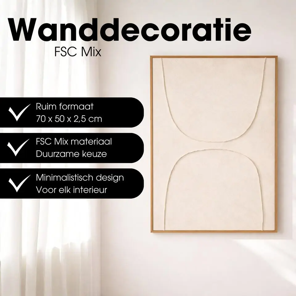 Mica Wanddecoratie Beige 70x50 cm