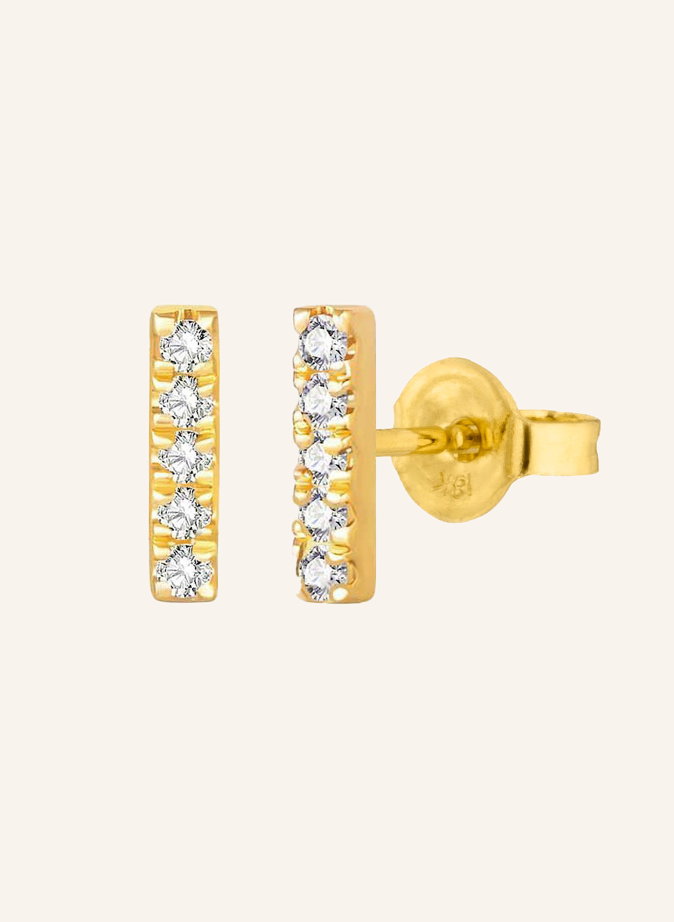 Leaf Ohrstecker BAR aus 18 Karat Gelbgold mit Diamanten