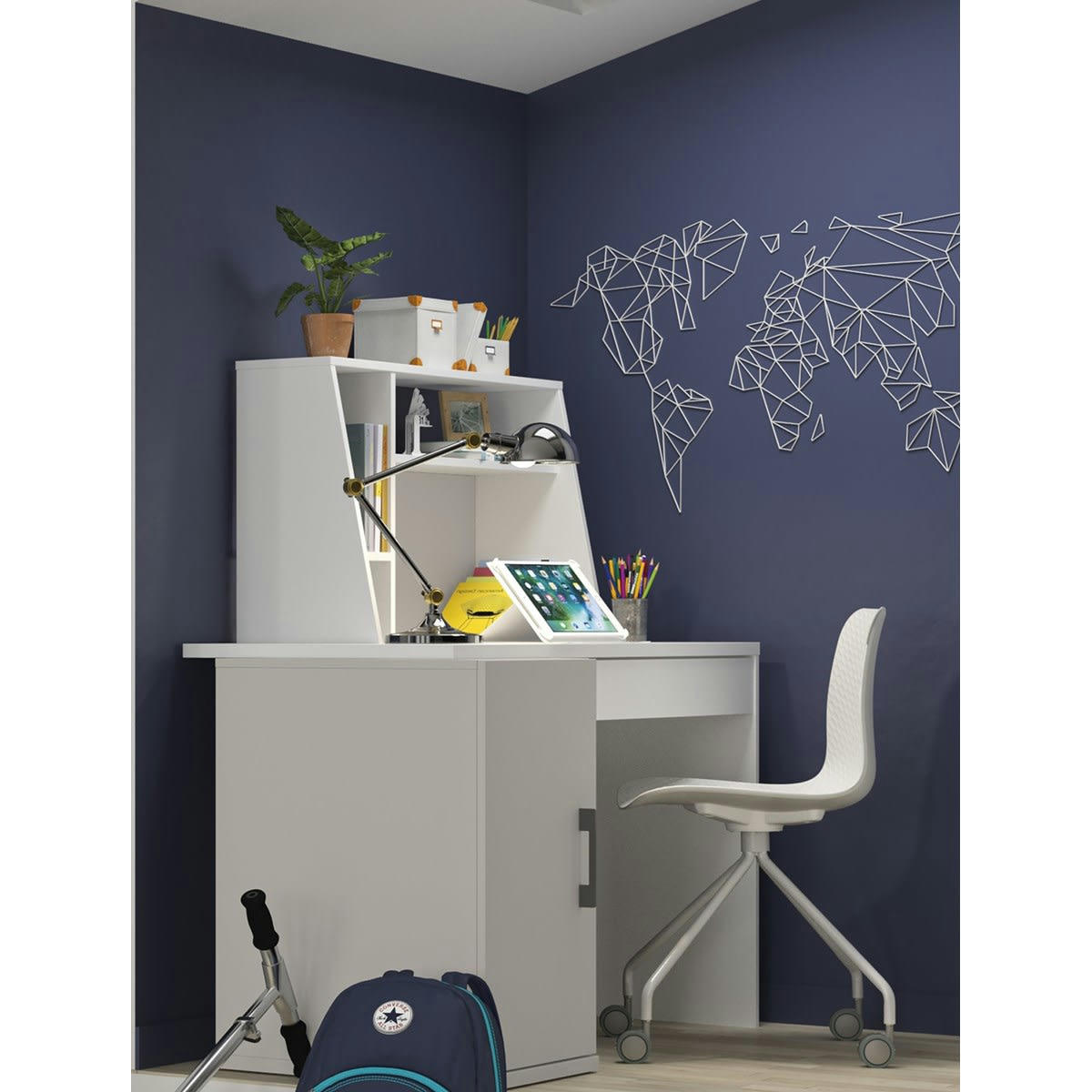 UGO - Surmeuble bureau effet bois gris 88x52x30