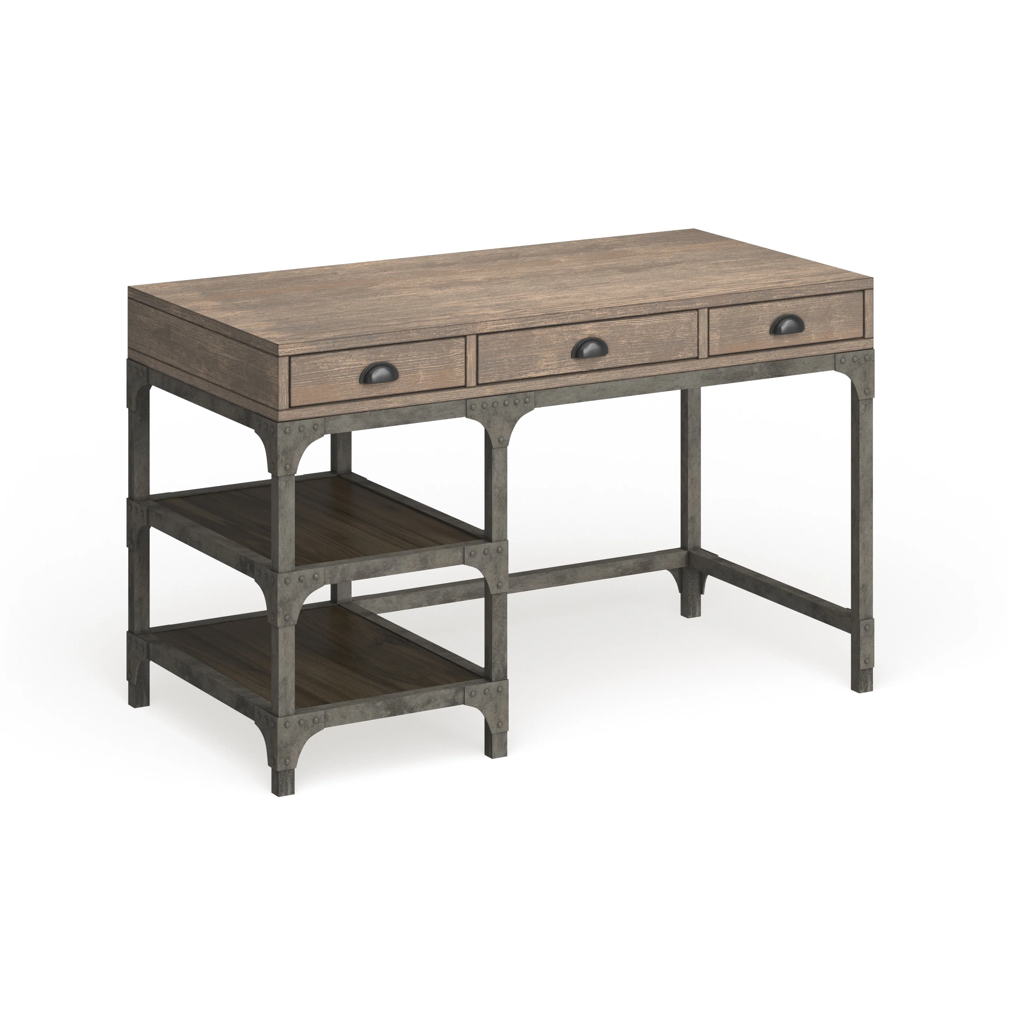 Acme Furniture Gorden Weathered Oak and Antique Silver Desk