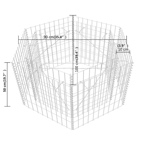 NNEVL Hexagonal Gabion Raised Bed 100x90x50 cm