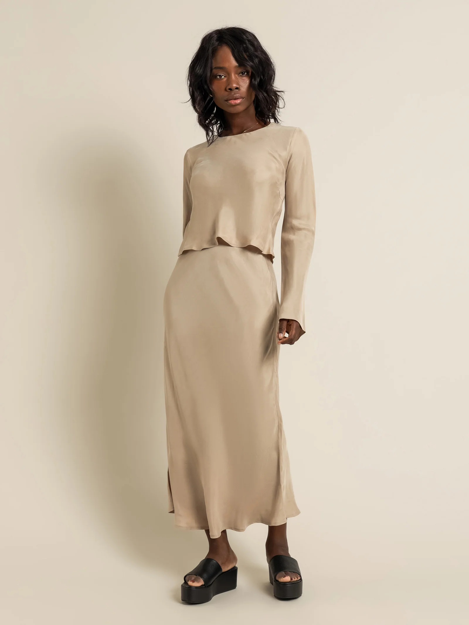 Reese Cupro Midi Skirt
