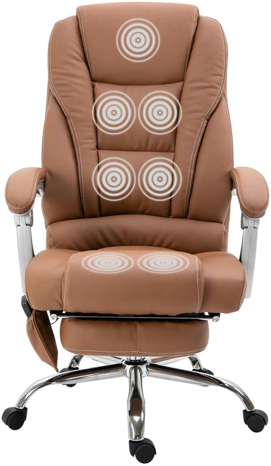 PACIFIC - Chaise de bureau massant et réglable en similicuir Marron clair